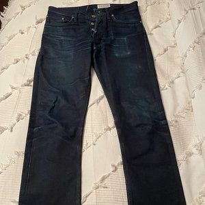 Mens Gustin Slim Straight Jeans 33x32. Button has been removed and relocated!